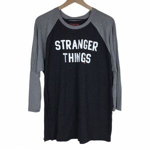 STRANGER THINGS T Shirt Graphic Top Raglan Baseball Tee Loungewear Plus Size 2XL
